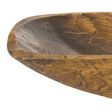 Load image into Gallery viewer, Rustic Brown and Natural Handcarved Thin Oval Centerpiece Bowl