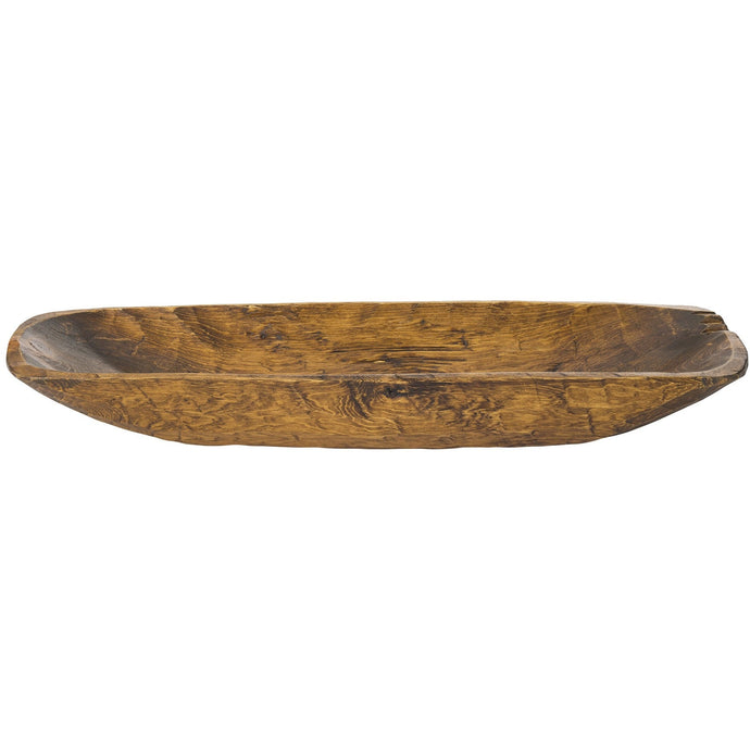 Rustic Brown and Natural Handcarved Thin Oval Centerpiece Bowl