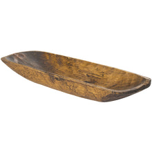 Load image into Gallery viewer, Rustic Brown and Natural Handcarved Thin Oval Centerpiece Bowl