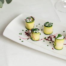 Load image into Gallery viewer, Set of Two Mod White Assymetrical Rim 14&quot; Porcelain Platters