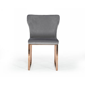 Gray Rosegold Velvet Dining Chair