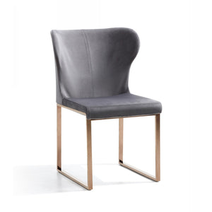 Gray Rosegold Velvet Dining Chair