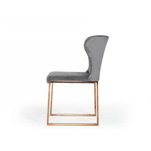 Gray Rosegold Velvet Dining Chair