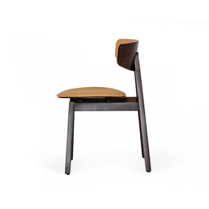 Set of Two Beige Faux Leather Modern Dining Chairs