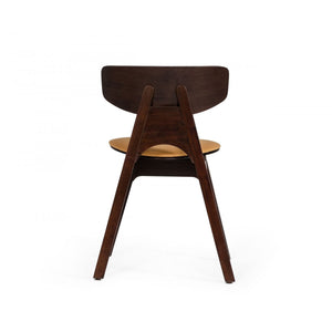 Set of Two Beige Faux Leather Modern Dining Chairs