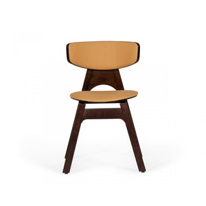 Set of Two Beige Faux Leather Modern Dining Chairs