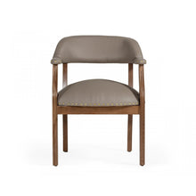 Load image into Gallery viewer, Taupe Nailhead Faux Leather Dining Arm Chair