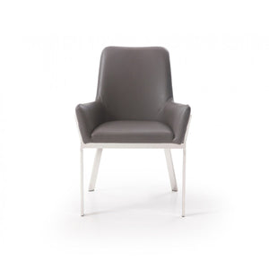 Grey Faux Leather Dining Chair