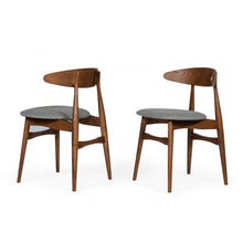 Load image into Gallery viewer, Set of Two Gray Walnut Fabric Dining Chairs