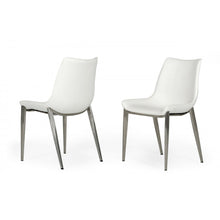 Load image into Gallery viewer, Set of Two White Faux Leather Modern Dining Chairs
