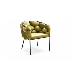 Moss Green Geo Velvet and Black Velvet Dining Chair