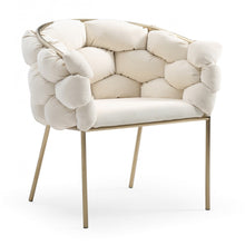 Load image into Gallery viewer, White Geo Velvet and Brushed Brass Velvet Dining Chair