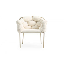 Load image into Gallery viewer, White Geo Velvet and Brushed Brass Velvet Dining Chair