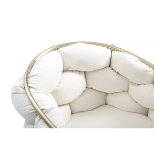 White Geo Velvet and Brushed Brass Velvet Dining Chair