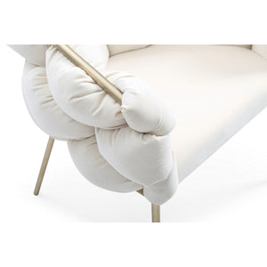 White Geo Velvet and Brushed Brass Velvet Dining Chair