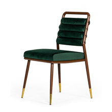 Load image into Gallery viewer, Contempo Dark Green and Walnut Velvet Dining Chair