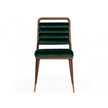 Load image into Gallery viewer, Contempo Dark Green and Walnut Velvet Dining Chair