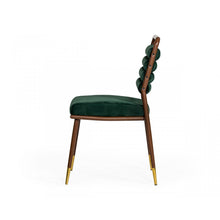 Load image into Gallery viewer, Contempo Dark Green and Walnut Velvet Dining Chair