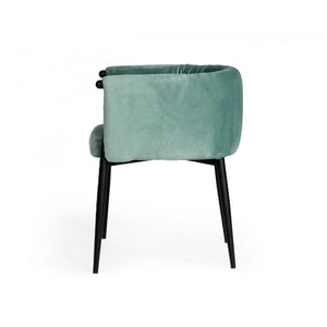 Mod Light Green and Black Velvet Dining or Side Chair