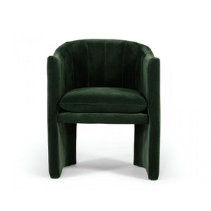 Dark Green Velvet Modern Curvilinear Dining Chair