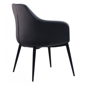 Gray Black Velvet Dining Chair