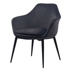 Gray Black Velvet Dining Chair