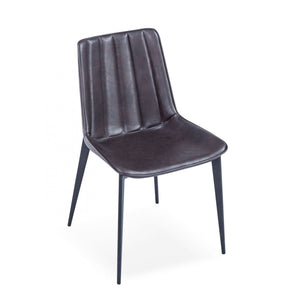 Set of Two Brown Black Modern Dining Chairs