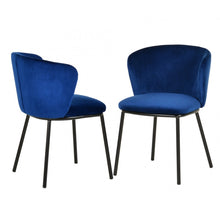 Load image into Gallery viewer, Set of Two Royal Blue Velvet and Black Modern Dining Chairss