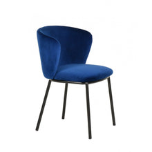 Load image into Gallery viewer, Set of Two Royal Blue Velvet and Black Modern Dining Chairss