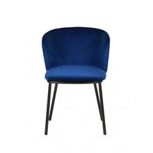 Load image into Gallery viewer, Set of Two Royal Blue Velvet and Black Modern Dining Chairss