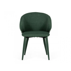 Set of Two Green Fabric Wrapped Dining Chairs