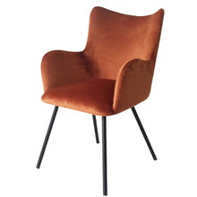 Load image into Gallery viewer, Rust Orange Curvy Velvet and Black Modern Dining Chair