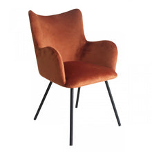 Load image into Gallery viewer, Rust Orange Curvy Velvet and Black Modern Dining Chair