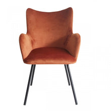 Load image into Gallery viewer, Rust Orange Curvy Velvet and Black Modern Dining Chair