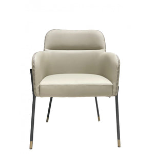 Pale Gray Faux Leather Modern Dining or Side Chair