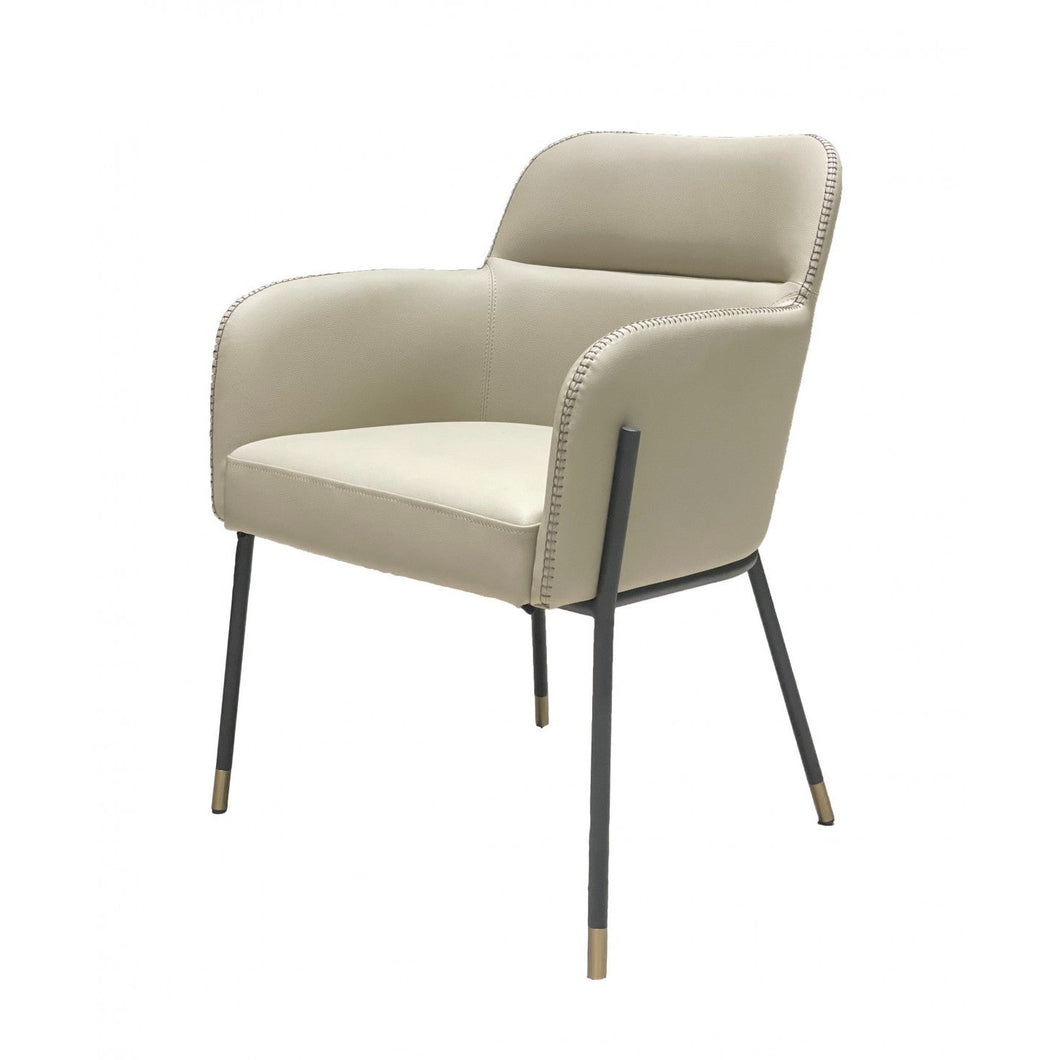 Pale Gray Faux Leather Modern Dining or Side Chair