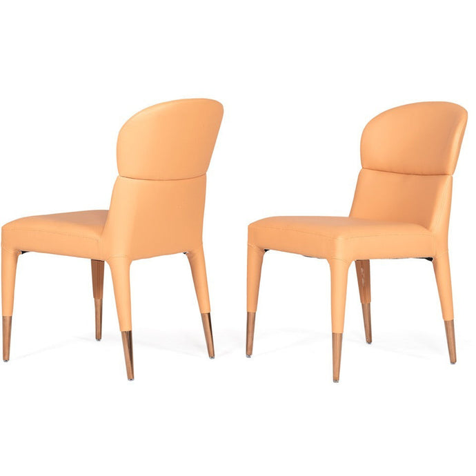 Set of Two Peach Rosegold Dining Chairs