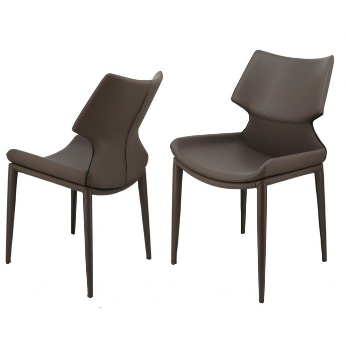 Set of Two Gray Faux Leather Wrapped Dining Chairs