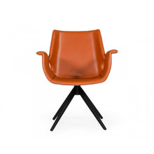 Load image into Gallery viewer, Cognac Faux Leather Dining Chair