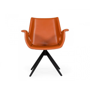 Cognac Faux Leather Dining Chair