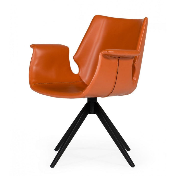 Cognac Faux Leather Dining Chair