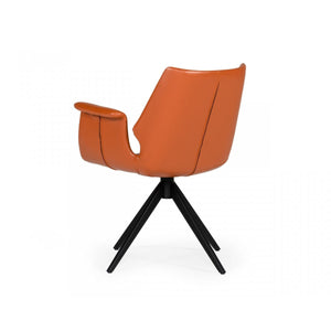 Cognac Faux Leather Dining Chair