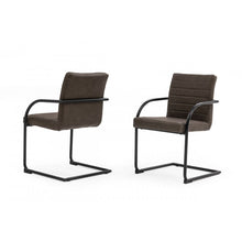 Load image into Gallery viewer, Set of Two Brown Faux Leather Industrial Dining Chairs