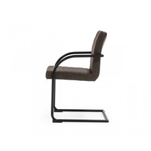 Load image into Gallery viewer, Set of Two Brown Faux Leather Industrial Dining Chairs