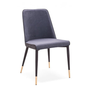 Set of Two Dark Gray Modern Dining Chairs