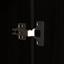 Load image into Gallery viewer, Black Tall Bar Cabinet with Two Door Panels and Top Wine Glass Rack