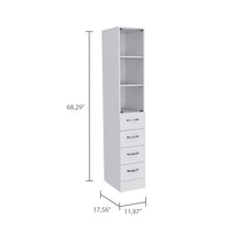 Load image into Gallery viewer, White Bathroom Storage Cabinet with Glass Door and Sliding Drawers