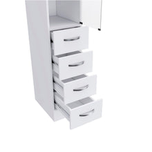 Load image into Gallery viewer, White Bathroom Storage Cabinet with Glass Door and Sliding Drawers