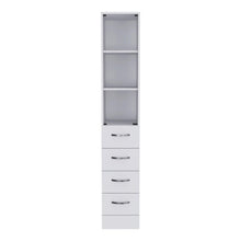 Load image into Gallery viewer, White Bathroom Storage Cabinet with Glass Door and Sliding Drawers