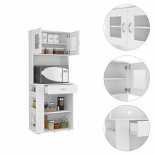 Load image into Gallery viewer, White Pantry Cabinet with Two Door Panels and Side Open Shelves